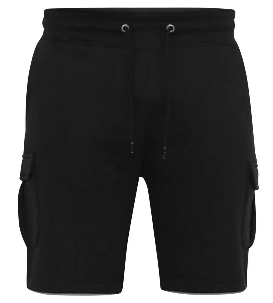 D555 Mens Black Fleece Cargo Shorts With Elasticated Waist (CYRUS 2)